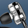 A4 Wired Earphone Dual Driver 3.5mm Port Bass Stereo In-Ear Sports Waterproof Earphone (Four-loudspeaker Version) - Black