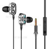 A4 Wired Earphone Dual Driver 3.5mm Port Bass Stereo In-Ear Sports Waterproof Earphone (Four-loudspeaker Version) - Black