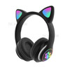 STN-28 Over Ear Music Headset Glowing Cat Ear Headphones Foldable Wireless BT5.0 Earphone with Mic AUX IN TF Card MP3 Player Colorful LED Lights for PC Laptop Computer Mobile Phone - Black