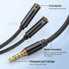 JOYROOM JR-A04 Headphone Splitter 3.5mm Audio Stereo Y Splitter Extension Cable Male to Female Dual Headphone Jack Adapter - Black