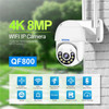 ESCAM QF800 8MP Pan/Tilt AI Humanoid Detection Cloud Storage Waterproof WiFi IP Camera Two Way Audio Night Vision Security Camera - US Plug