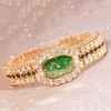 BS beesister FA1581 Women Octagonal Dial Diamond Plated Rhinestone Bracelet Quartz Watch(Gold Shell Green Diamond)