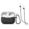 For AirPods Pro 3 in 1 Silicone Earphone Protective Case + Hook + Anti-lost Rope Set(Black)