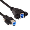 U3-007-0.5M Dual Thumbscrews USB 3.0 Back Panel Mount B Male to Female B Type Extension Cable 0.5m