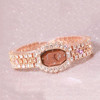 BS beesister FA1581 Women Octagonal Dial Diamond Plated Rhinestone Bracelet Quartz Watch(Rose Gold Coffee Diamond)
