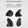 2.4G Wireless Vertical Mouse Rechargeable Mouse with 3 Adjustable DPI Levels and Auto Sleep - Black