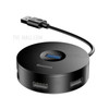 BASEUS Round USB 3.0 Hub Converter to 3 USB 2.0 + USB 3.0 Docking Station Charger Adapter - Black