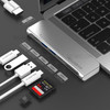 LENTION CS64THCR 7 in 1 Hub Dual USB-C to USB3.0x2 + HDMI + SD&TF + USB-C + Thunderbolt 3 Converter Adapter - Silver