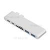 6-in-1 Dual Male Type-C Port to 2 Female Type-C Ports + for SD/TF Card Reader + 2 USB 3.0 Ports Hub Adapter - Silver