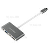 LENSTION Type-C Male to 2*USB 2.0 Female + USB 3.0 Female + Type-C Female Ports Converter Adapter - Grey