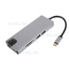 Multi-functional 8-in-1 Type-C Adapter with LAN + Type-C + SD/TF Card + 2 USB 3.0 + HDMI + VGA Ports