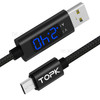 TOPK AC27 Nylon Braided Micro USB Cable Current Voltage LED Display - Black