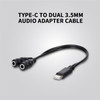 Type-C Male to Dual 3.5mm Female Headphone Adapter Cable 3.5mm AUX Audio Splitter Cable