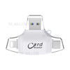 4 in 1 Type-C/Lighting 8Pin/Micro USB/USB Connector Card Reader OTG Hub Adapter TF Card Reader - White