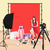 PULUZ PKT5204 2x2m Photo Studio Background Support Stand Backdrop Crossbar Bracket Kit with Red/Blue/Green Backdrops