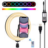 PULUZ PU503 7.9-inch 20cm USB RGB Dimmable Dual Color Temperature LED Vlogging Selfie Photography Video Ring Lights with Phone Clamp - Black