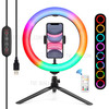 PULUZ 10-inch 26cm Marquee LED RGBWW Light + Desktop Tripod Mount 168 LED Dual-color Temperature Dimmable Ring Lights with Tripod & Remote Control & Phone Clamp