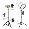 10inch LED Ring Light with 1.6m Tripod Remote Shutter Phone Extender Clamp Set for Live Broadcast Makeup Selfie