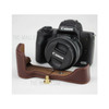 Genuine Leather Half Bottom Camera Protective Case Bag for for Canon EOS M50 - Coffee