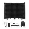 Microphone Isolation Shield Mic Windscreen 3-Panel Sound Absorbing Foam Reflector with Supporting Rod Base Phone Clip 5/8 Inch Screw Adapter