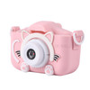 X200 2.0inch HD Dual Lens Kids Mini Camera Cartoon Cat Anti-drop Selfie Toy - Pink
