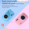 2.4-inch IPS HD Screen 2600W Cartoon Cat Kids Camera Intelligent Face Recognition Timing Shooting Video Recorder (without TF Card) - Pink