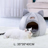 For Cats/Small Dogs Sleeping Comfortable Cave Velvet Self-warming Hut with Removable Washable Bed Cushion - L