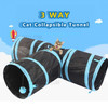 For Cats Dogs Rabbits Pets Home Indoor 3-way Play Collapsible Tunnel Toy - Blue