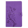 For Galaxy Tab A 7.0 Pressed Flowers Butterfly Pattern Horizontal Flip PU Leather Case with Magnetic Buckle & Holder & Card Slots & Wallet(Purple)