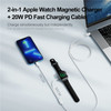 JOYROOM S-IW005 1.5m Type-C Port 2-in-1 Magnetic Wireless Charger for Apple iWatch + PD 20W Fast Charging Cable