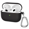 A060 Soft Silicone Earphone Cover for Apple AirPods 3, Shock-Absorbing Protective Case with Keychain - Black