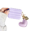 For Apple AirPods 3 Stylish Down Jacket Pattern Earphone Case Leather+TPU Anti-fall Protective Cover with Heart Pendant - Purple