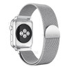 For Apple Watch Series 7 41mm / 6/SE/5/4 40mm / 3/2/1 38mm Milanese Watch Band Semi-circular Tail Stainless Steel Magnetic Watch Strap - Silver