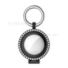 Rhinestone Decor Zinc Alloy Protective Case Cover with Key Ring for Apple AirTag - Black