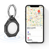 Rhombus Carbon Fiber Texture Anti-Lost Protective Silicone Case with Ring Buckle for Apple AirTag Bluetooth Locator - Black