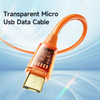 MCDODO CA-210 MDD Amber Series 1.2m 3A Micro USB Transparent Shell Android Phone Charging Cord Data Cable - Orange