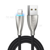 MCDODO CA-5702 1.2M Nylon Woven Pattern Lightning 8Pin Data Sync Charging Cable with LED Light for iPhone iPad iPod - Black