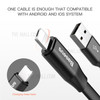 BASEUS 23cm 2A Portable 2-in-1 Micro USB & Lightning 8Pin Data Charging Cable - Black