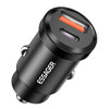 ESSAGER 30W Mini Car Charger USB-A + Type-C Dual Port Fast Charger for iPhone 12/13 - Black