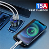 Five Charging Ports Car Charger QC 3.0 USB Fast Car Charging Power Adapter - Black