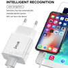 IVON AD-35 3A Fast Charging QC3.0 USB Wall Charger + 1m 8 Pin Data Cable - EU Plug