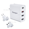 ESSAGER 4 Ports Quick Charge (PD+QC3.0+Dual U2.4A) Phone Charger US Plug + EU and UK Adapters