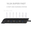 6 Ports USB Charging Station Dock Desktop Charging Stand Mount for iPhone Samsung LG - Black / EU Plug
