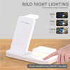 C500 4 in 1 Foldable 15W Wireless Charger Night Light for Apple Phone Watch Headphones - White