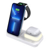 C500 4 in 1 Foldable 15W Wireless Charger Night Light for Apple Phone Watch Headphones - White