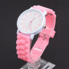 Simple Style Round Dial Jelly Silicone Strap Quartz Watch(Pink)