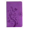 For Galaxy Tab A 10.1 Pressed Flowers Butterfly Pattern Horizontal Flip PU Leather Case with Magnetic Buckle & Holder & Card Slots & Wallet(Purple)