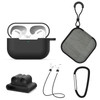 For AirPods Pro 5 in 1 Silicone Earphone Protective Case + Earphone Bag + Earphones Buckle + Hook + Anti-lost Rope Set(Black)