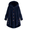 Button Plush Irregular Solid Color Coat (Color:Navy Blue Size:XXXXXL)