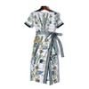 Temperament Print Waist Lace-up Dress(Color:As Show Size:S)